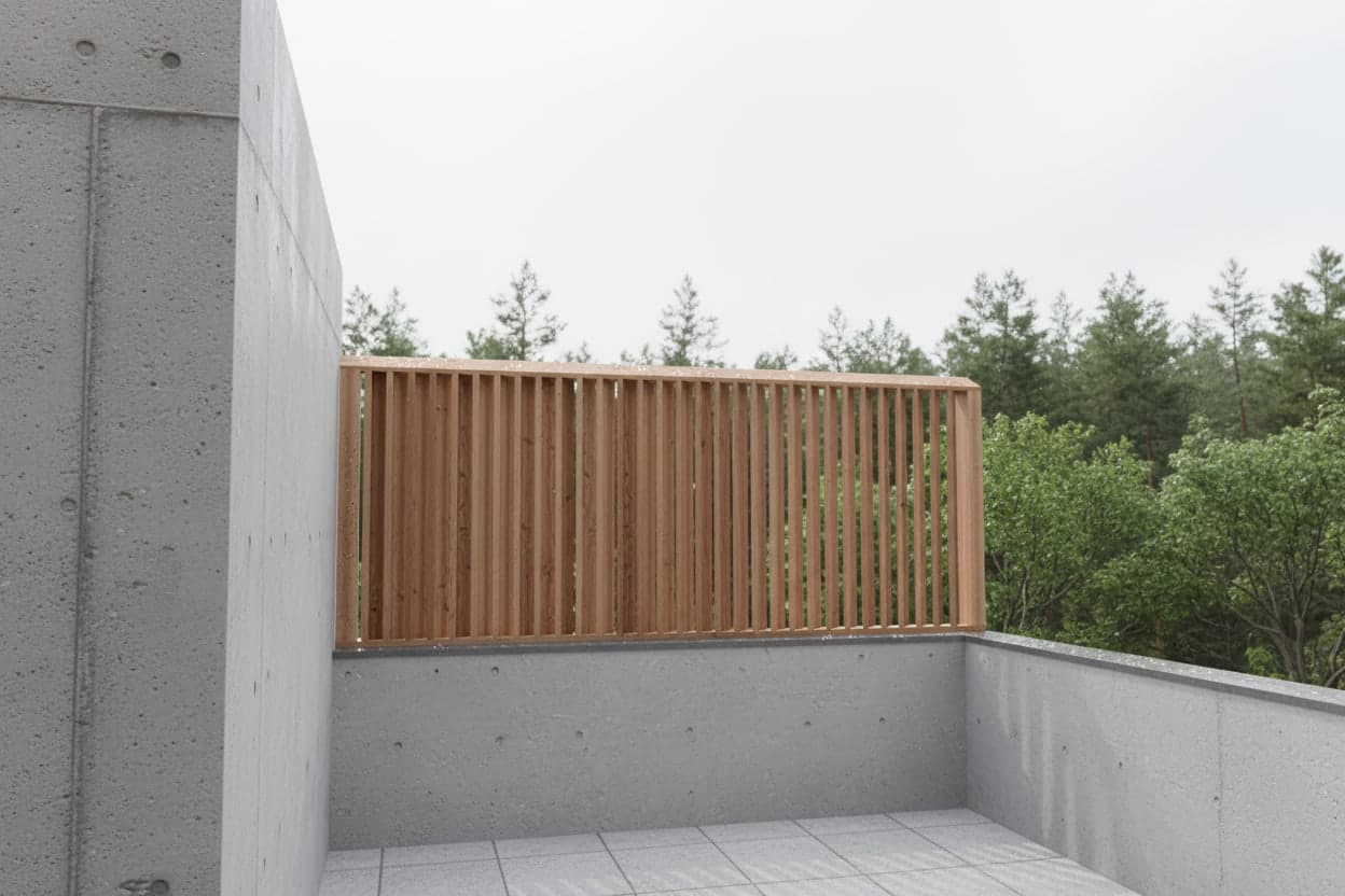 Balkon-Sichtschutz aus Lärche — Projekt Mannheim — Detail 9