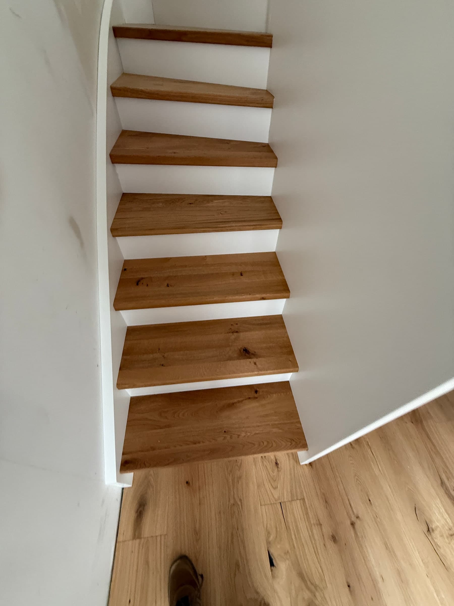 Treppe mit Wandscheibe aus Eiche — Projekt Mannheim — Detail 6