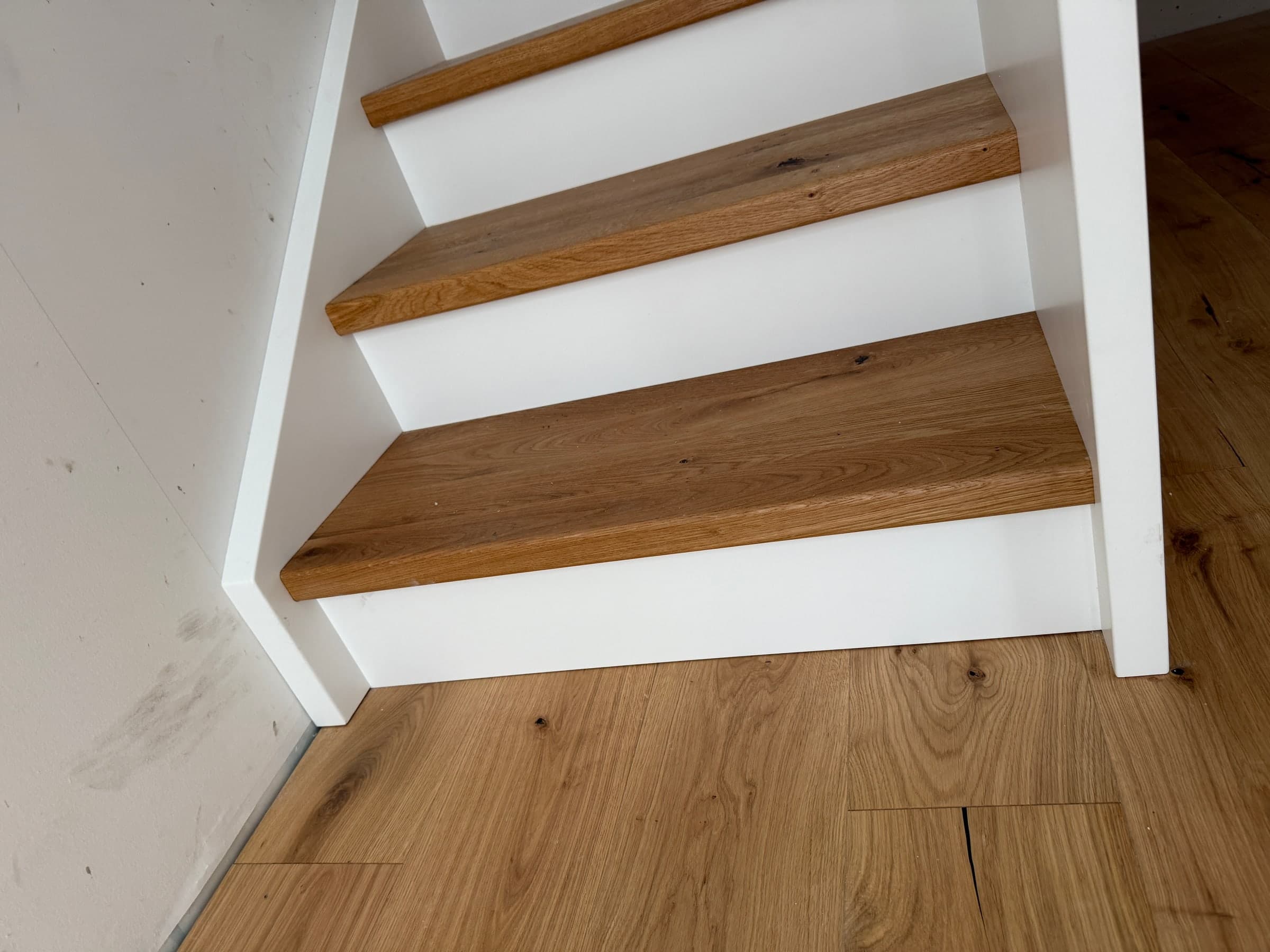 Treppe mit Wandscheibe aus Eiche — Projekt Mannheim — Detail 2